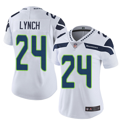 Women's Seattle Seahawks #24 Marshawn Lynch White Vapor Untouchable Limited Stitched NFL Jersey(Run Small)